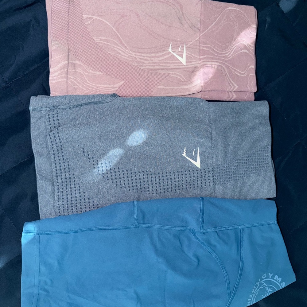Gymshark shorts - Pink, Gray, and Blue